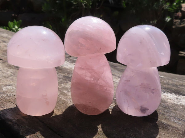 Polished Gemmy Pink Rose Quartz Mushrooms  x 6 From Madagascar - TopRock