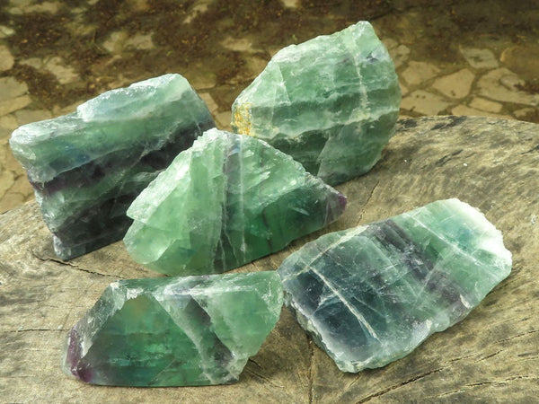 Polished Watermelon Fluorite Standing Slabs  x 5 From Uis, Namibia - TopRock