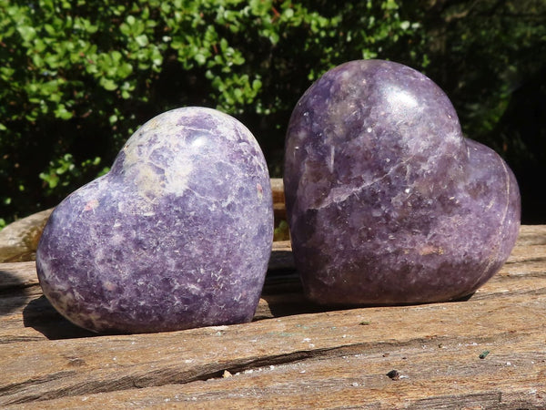 Polished Purple Lepidolite Hearts  x 6 From Madagascar - Toprock Gemstones and Minerals 