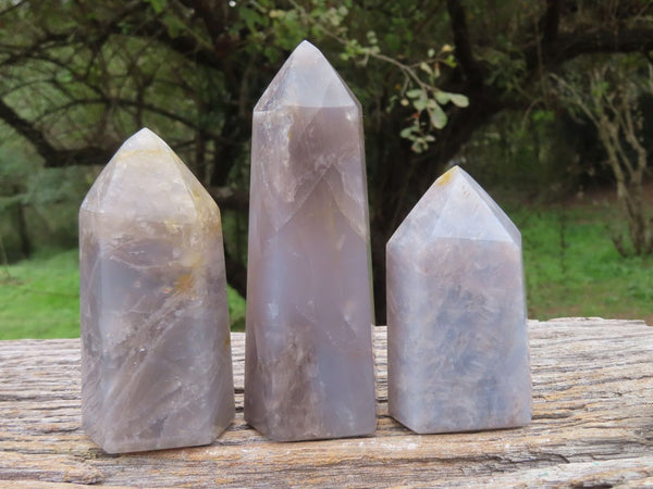 Polished Rare Blue Girasol Pearl Quartz Towers x 3 From Madagascar - TopRock