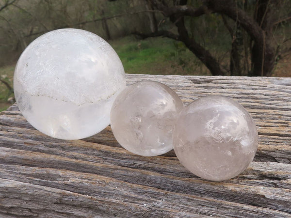 Polished Trio Of Quartz Crystal Balls / Spheres  x 3 From Madagascar - TopRock