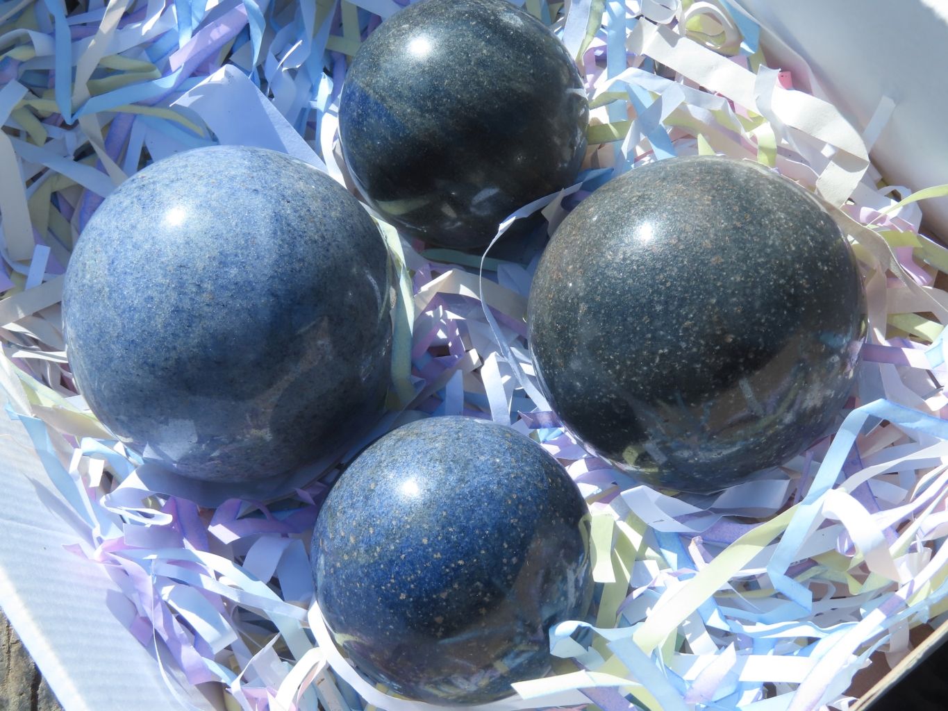 Polished Medium Sized Lazulite Spheres x 4 From Ambatfinhandrana, Madagascar - TopRock