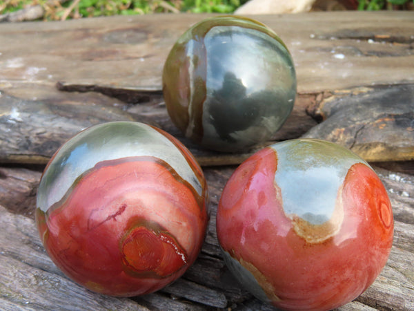 Polished Polychrome/Picasso Jasper Spheres x 6 From North West Coast, Madagascar - TopRock