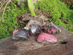 Polished Half Polished Pink & Black Rhodonite Pieces x 4 From Madagascar - TopRock