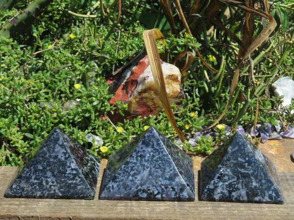 Polished Merlinite Gabbro Pyramids x 3 From Madagascar - TopRock