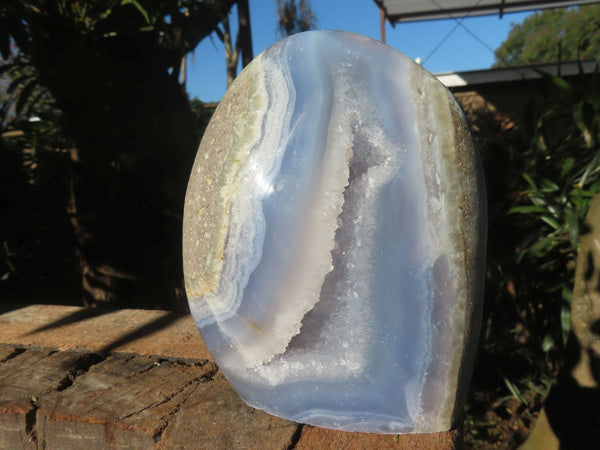 Polished Blue Lace Agate Standing Free Form x 1 From Nsanje, Malawi - Toprock Gemstones and Minerals 