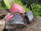 Polished Half Polished Pink & Black Rhodonite Pieces x 4 From Madagascar - TopRock