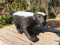 Polished  Large Black Soapstone Honey Badger Carving x 1 From Zimbabwe - Toprock Gemstones and Minerals 