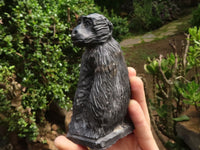 Polished  Black Soap Stone Baboons - Small - Sold per piece - From Zimbabwe - TopRock