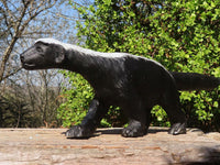 Polished  Large Black Soapstone Honey Badger Carving x 1 From Zimbabwe - Toprock Gemstones and Minerals 
