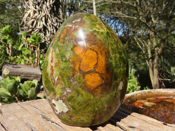 Polished Large Green Opal Standing Free Form  x 1 From Madagascar