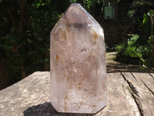 Polished Extra Large Smokey Window Quartz Crystal With Amethyst x 1 From Akansobe, Madagascar - TopRock