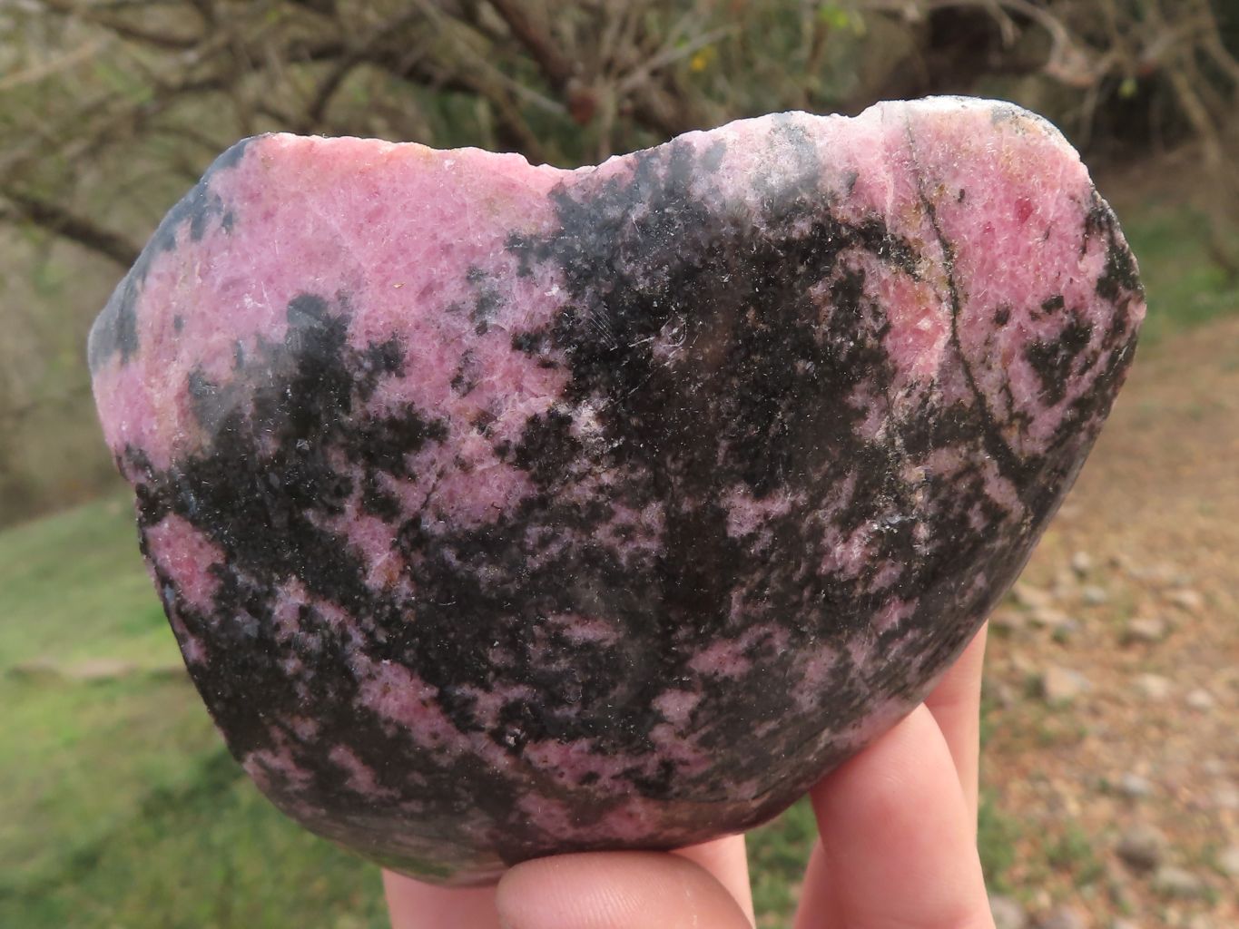Polished Half Polished Pink & Black Rhodonite Pieces x 4 From Madagascar - TopRock