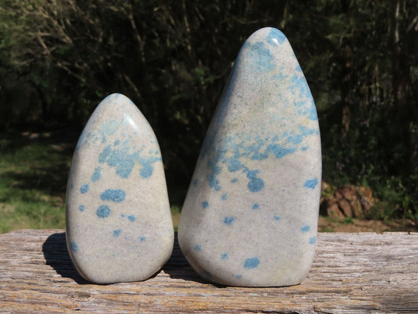 Polished Blue Spotted Spinel Dalmatian Stone Standing Free Forms x 2 From Madagascar - TopRock