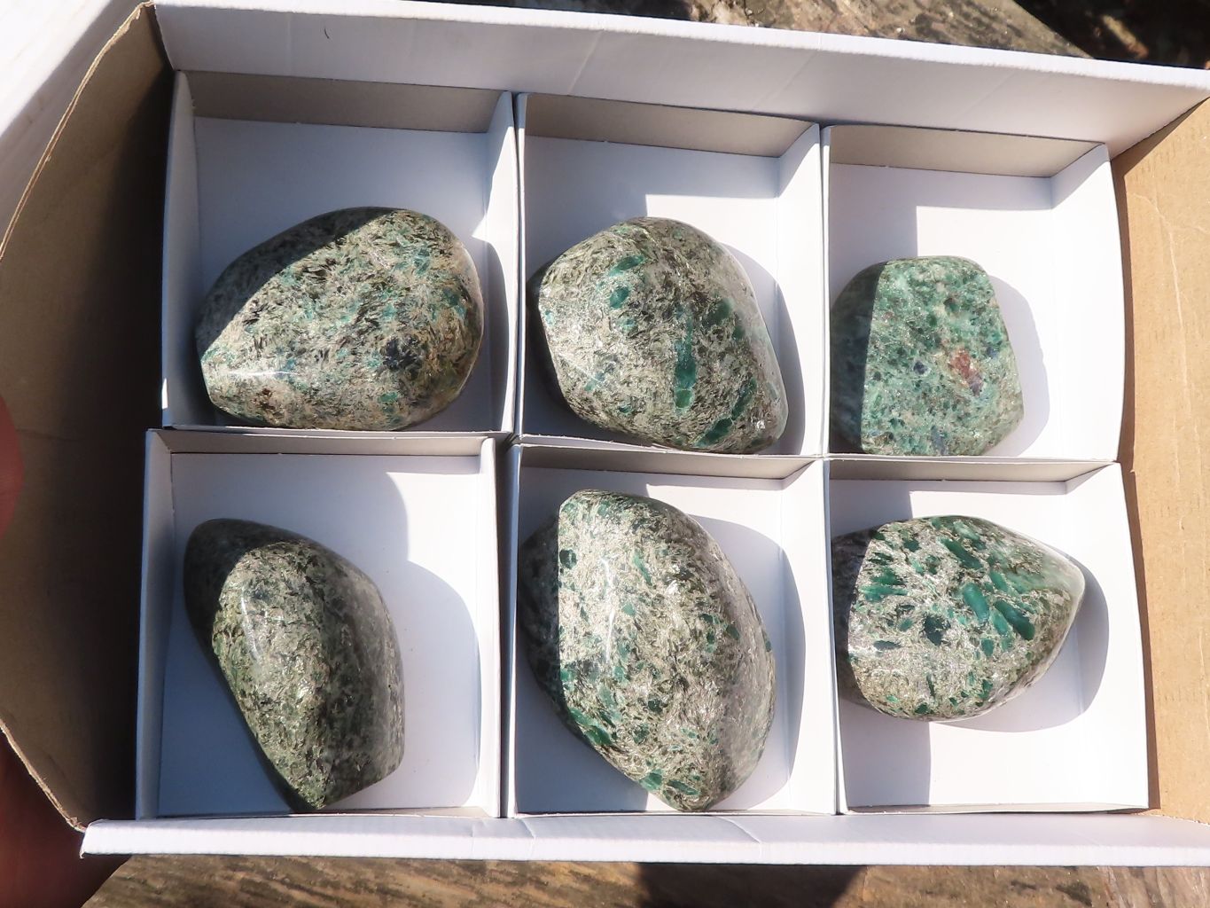 Polished Emerald Mica In Matrix Standing Free Forms x 2 From Mutoko, Zimbabwe - Toprock Gemstones and Minerals 