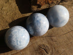 Polished Blue Calcite Spheres x 3 From Ihadilalana, Madagascar - Toprock Gemstones and Minerals 