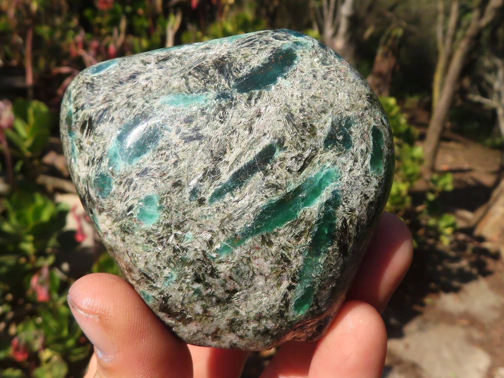 Polished Emerald Mica In Matrix Standing Free Forms x 2 From Mutoko, Zimbabwe - Toprock Gemstones and Minerals 