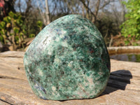 Polished Emerald Mica In Matrix Standing Free Forms x 2 From Mutoko, Zimbabwe - Toprock Gemstones and Minerals 
