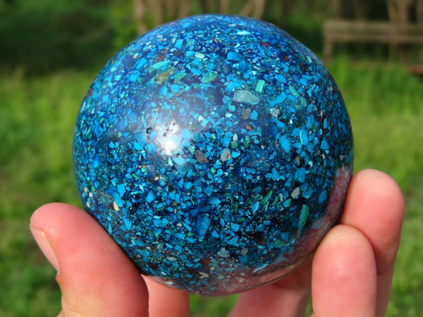 Polished Chrysocolla & Azurite Conglomerate Spheres x 2 From Congo - TopRock