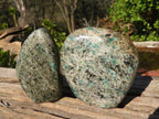 Polished Emerald Mica In Matrix Standing Free Forms x 2 From Mutoko, Zimbabwe - Toprock Gemstones and Minerals 