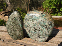 Polished Emerald Mica In Matrix Standing Free Forms x 2 From Mutoko, Zimbabwe - Toprock Gemstones and Minerals 