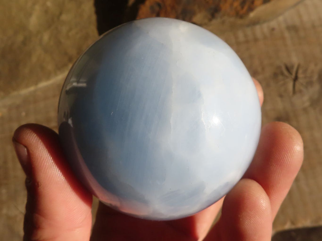 Polished Blue Calcite Spheres x 3 From Ihadilalana, Madagascar - Toprock Gemstones and Minerals 