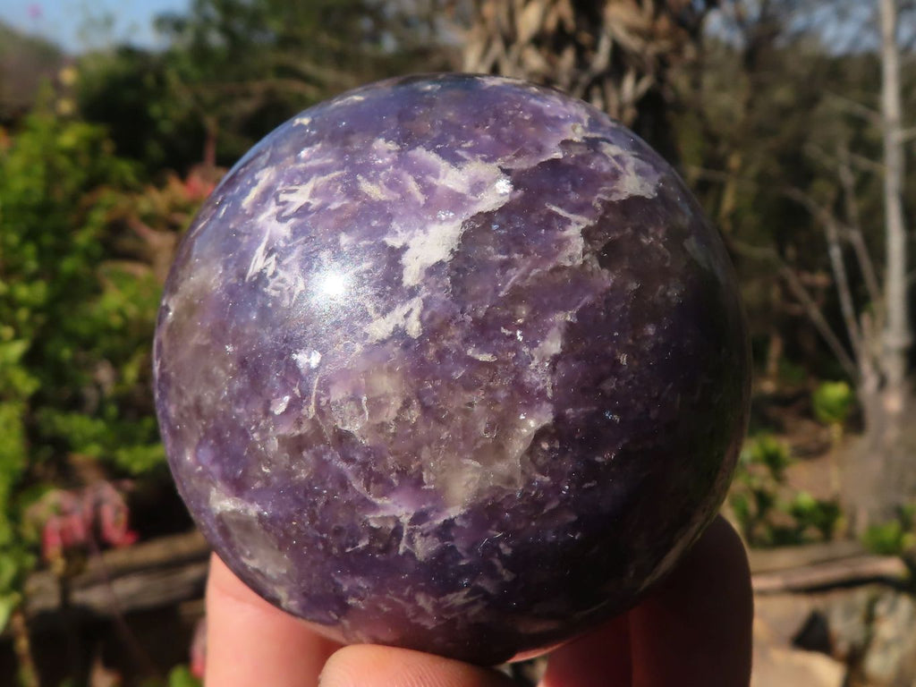Polished  Purple Lepidolite Spheres With Pink Tourmaline On Some  x 3 From Madagascar - Toprock Gemstones and Minerals 