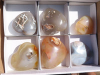 Polished Large Agate Hearts  x 6 From Madagascar - Toprock Gemstones and Minerals 