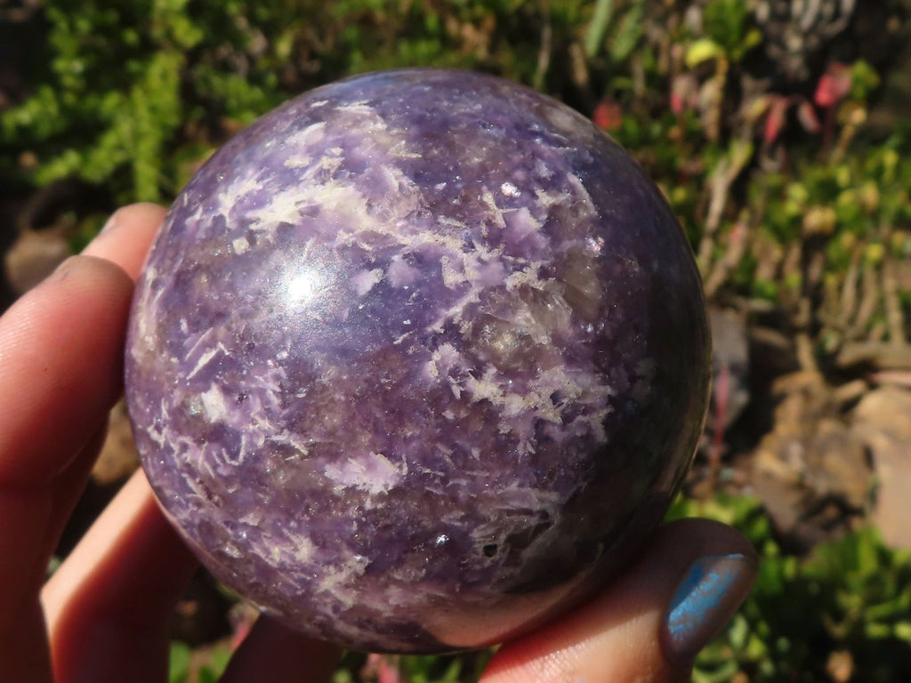 Polished  Purple Lepidolite Spheres With Pink Tourmaline On Some  x 3 From Madagascar - Toprock Gemstones and Minerals 