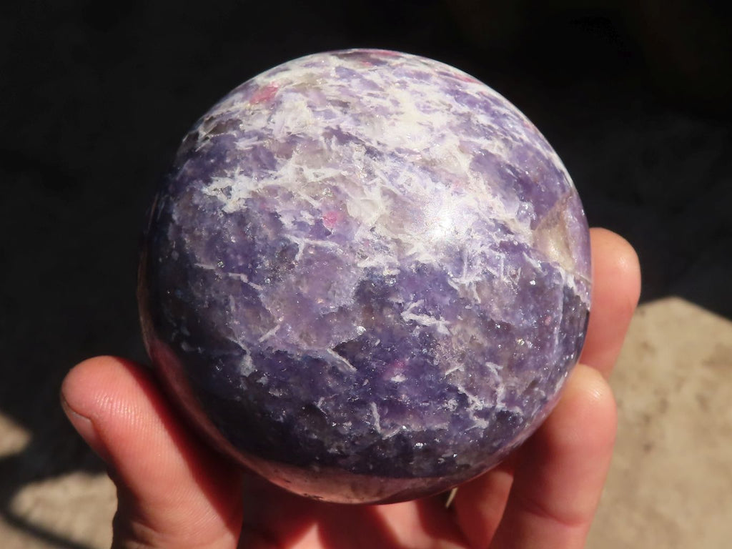 Polished  Purple Lepidolite Spheres With Pink Tourmaline On Some  x 3 From Madagascar - Toprock Gemstones and Minerals 