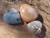 Polished Large Agate Hearts  x 6 From Madagascar - Toprock Gemstones and Minerals 