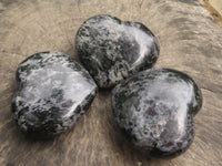 Polished Merlinite Gabbro Hearts x 3 From Madagascar - TopRock