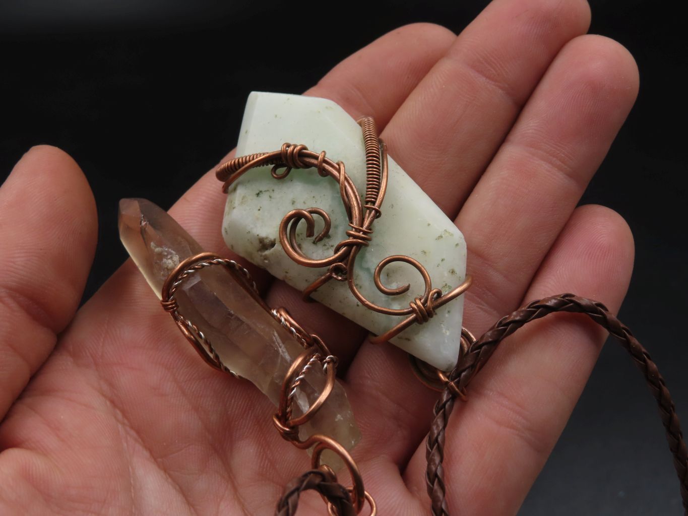 Polished Mixed Jewellery Free Forms With Copper Art Wire Pendants x 6 From Southern Africa - TopRock