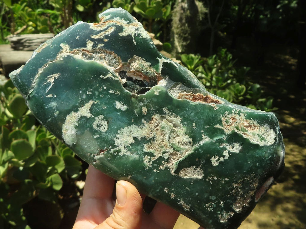 Polished One Side Polished Emerald Mtorolite / Chrome Chrysoprase Standing Free Forms  x 2 From Mutorashanga, Zimbabwe - TopRock