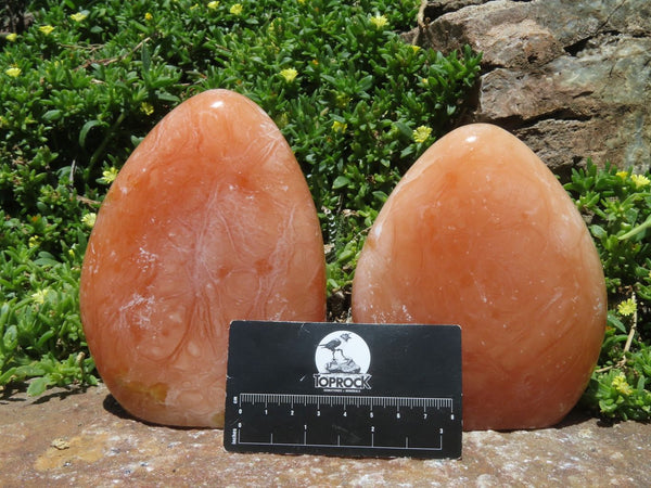 Polished Orange Calcite Standing Free Forms x 2 From Madagascar - TopRock