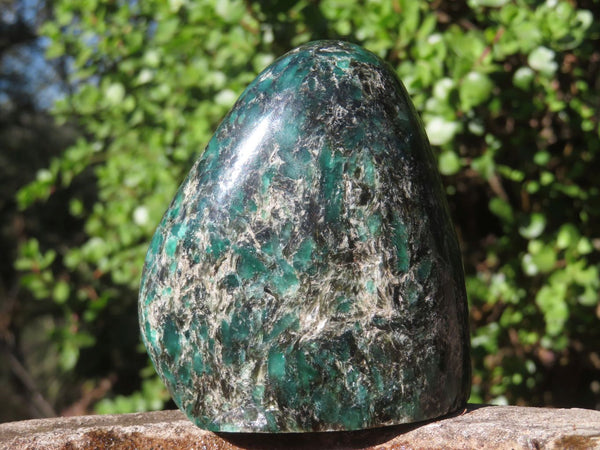 Polished Rare Emerald In Matrix Standing Free Forms  x 3 From Sandawana, Zimbabwe
