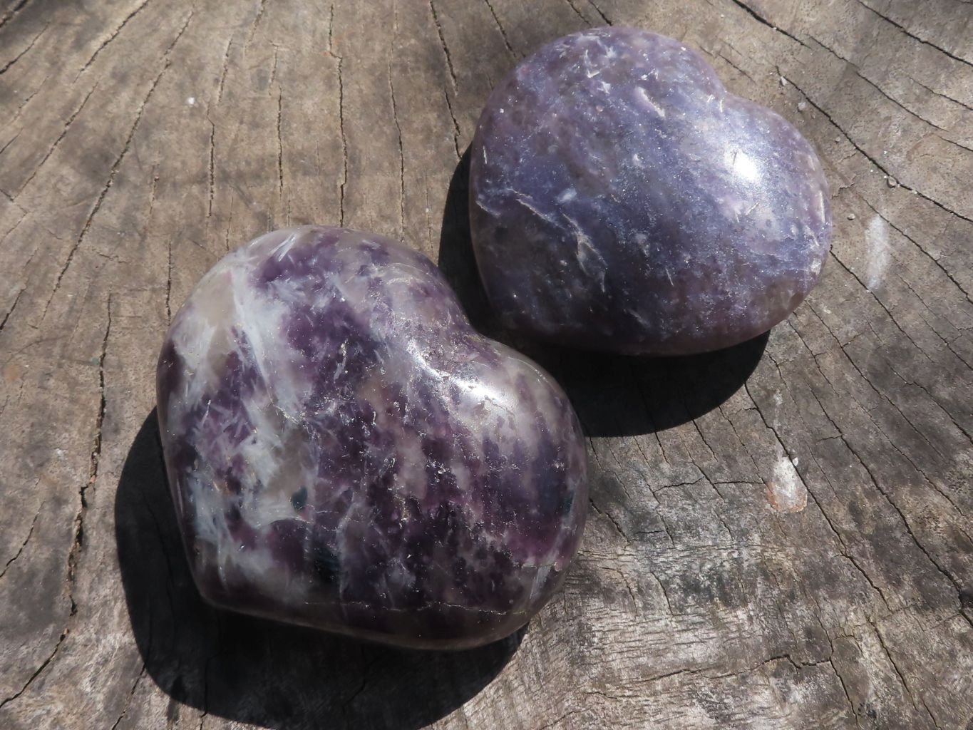 Polished Purple Lepidolite Mica Hearts  x 6 From Madagascar - TopRock