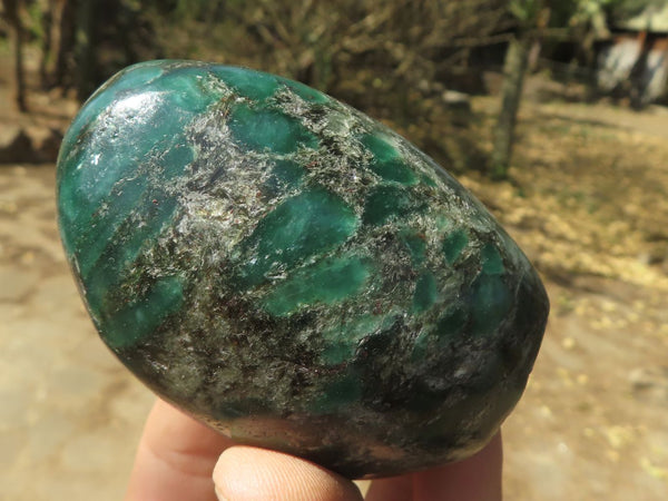 Polished Green Emeralds In Mica Schist Matrix Free Forms  x 6 From Sandawana, Zimbabwe - TopRock