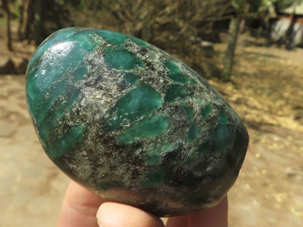 Polished Green Emeralds In Mica Schist Matrix Free Forms  x 6 From Sandawana, Zimbabwe - TopRock