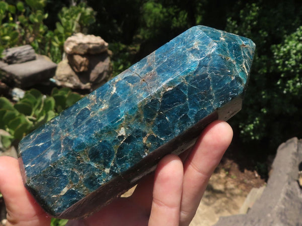 Polished Blue Apatite Points  x 3 From Madagascar - TopRock