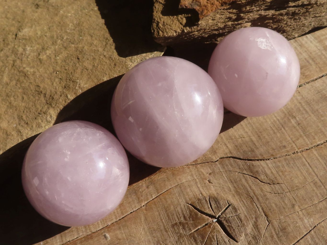 Polished Rare Star Blue Rose Quartz Spheres x 3 From Ambatondrazaka, Madagascar - Toprock Gemstones and Minerals 