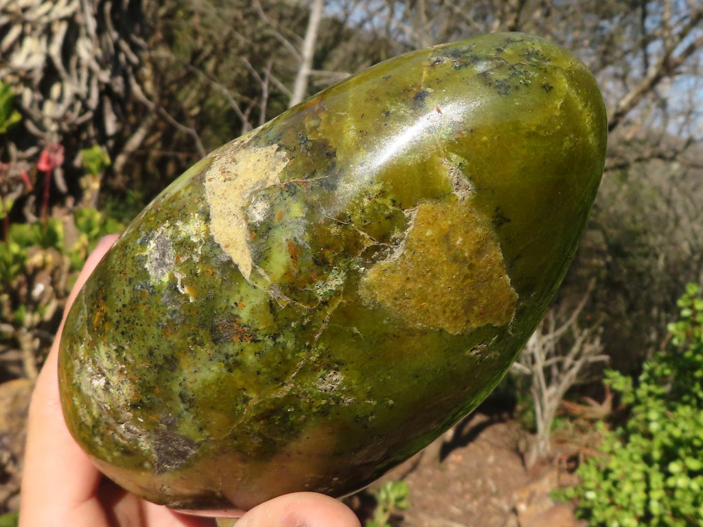 Polished  Green Opal Standing Free Form  x 1 From Antsirabe, Madagascar - Toprock Gemstones and Minerals 