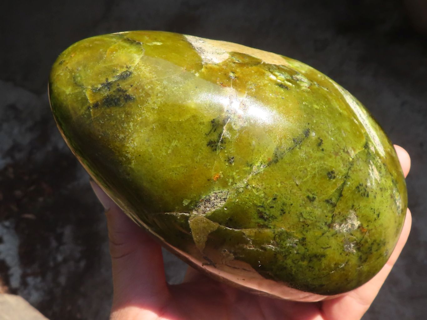 Polished  Green Opal Standing Free Form  x 1 From Antsirabe, Madagascar - Toprock Gemstones and Minerals 