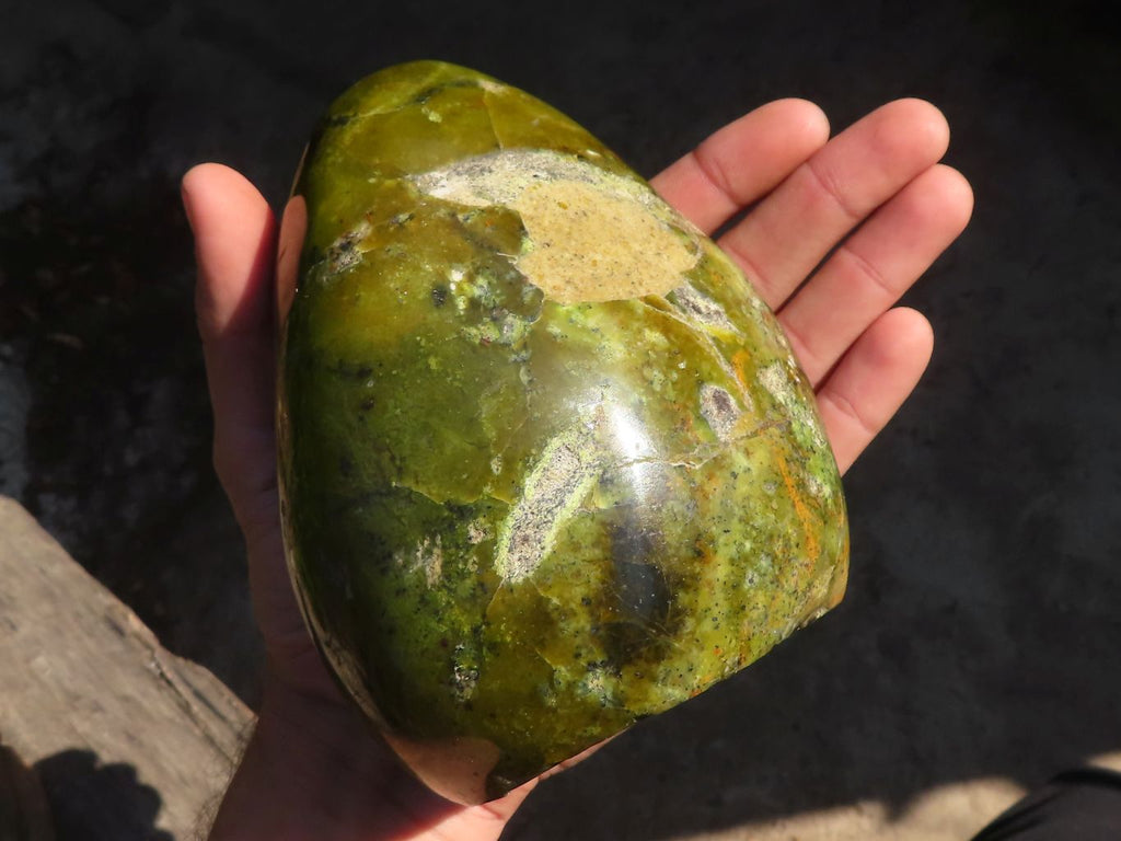 Polished  Green Opal Standing Free Form  x 1 From Antsirabe, Madagascar - Toprock Gemstones and Minerals 