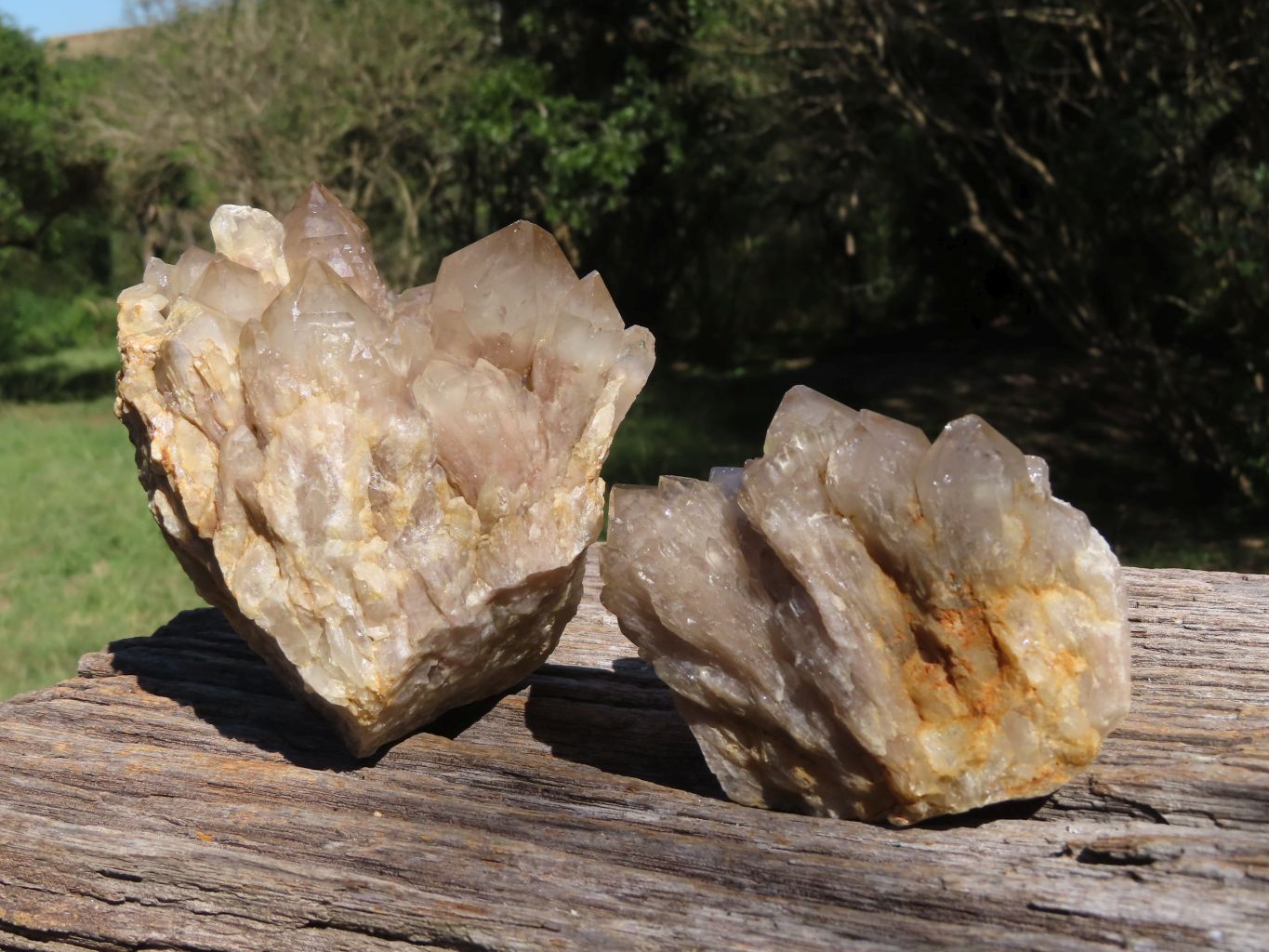 Natural Smokey Cascading Phantom Quartz Clusters x 2 From Luena, Congo - TopRock