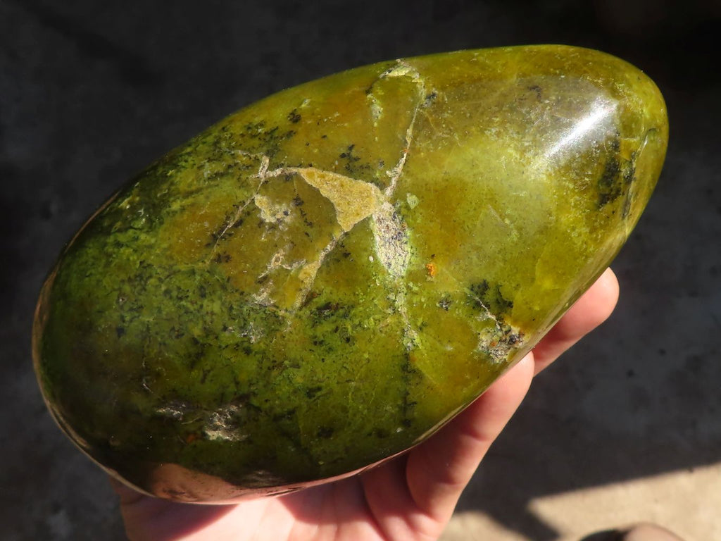 Polished  Green Opal Standing Free Form  x 1 From Antsirabe, Madagascar - Toprock Gemstones and Minerals 