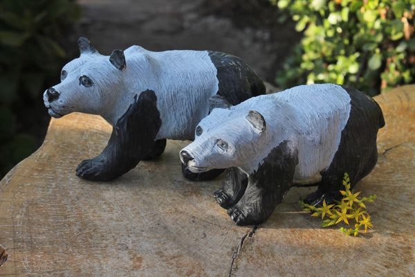 Polished Hand Carved Wonder Stone Pandas x 2 From Zimbabwe - TopRock