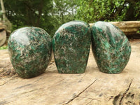Polished Emerald In Matrix Standing Free Forms x 3 From Sandawana, Zimbabwe - TopRock