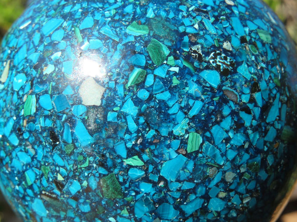 Polished Conglomerate Chrysocolla Sphere With Azurite x 1 From Congo - TopRock