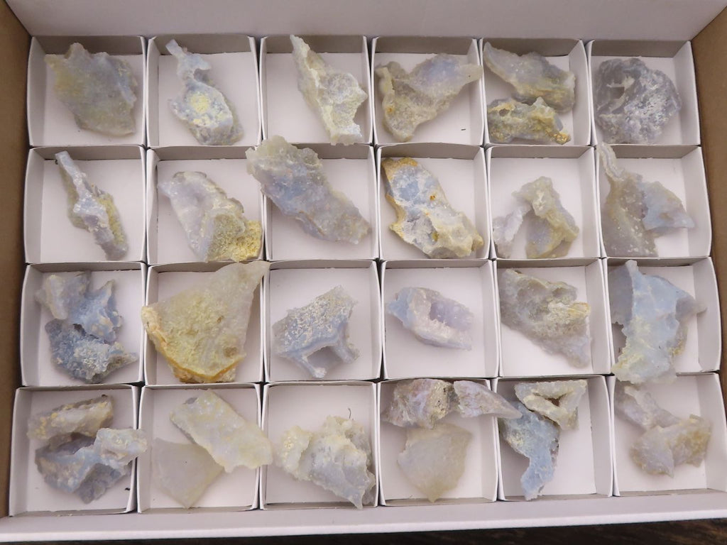 Natural Etched Blue Chalcedony Specimens  x 24 From Malawi - Toprock Gemstones and Minerals 